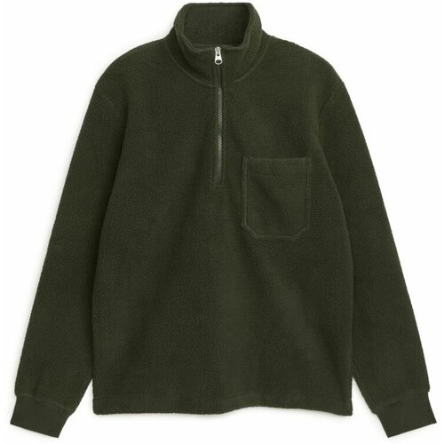 фото Флисовый пуловер с короткой молнией - темно-зеленый - m arket