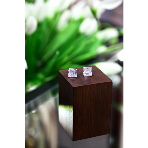 Серьги бижутерный сплав, родирование, фианит, серебряный