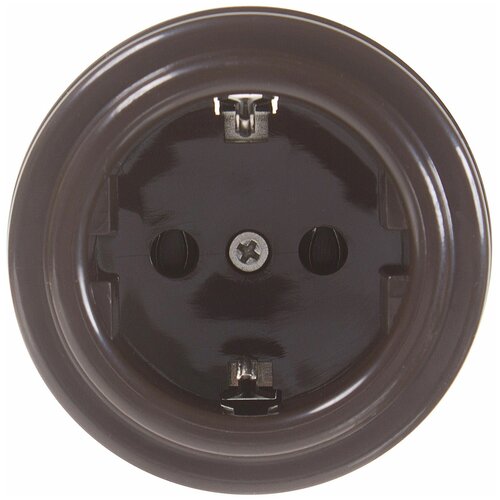 Розетка накладная Electraline Bironi Ретро с заземлением, цвет коричневый