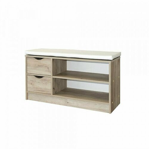 Лайт Тумба для обуви 10.82, цвет дуб крафт серый/белая искусственная кожа, универсальная сборка