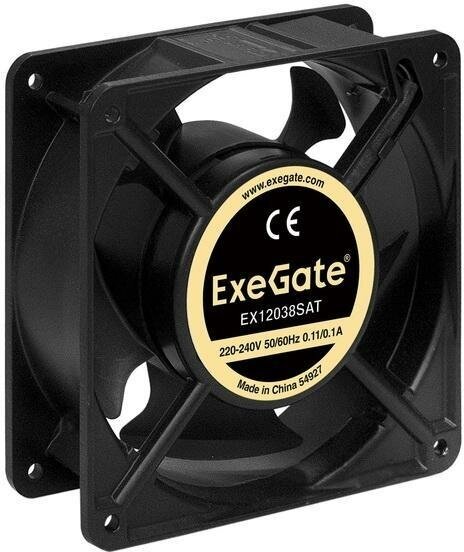 Exegate EX289021RUS Вентилятор 220В ExeGate EX12038SAT (120x120x38 мм, Sleeve bearing (подшипник скольжения), клеммы, 2600RPM, 42dBA)