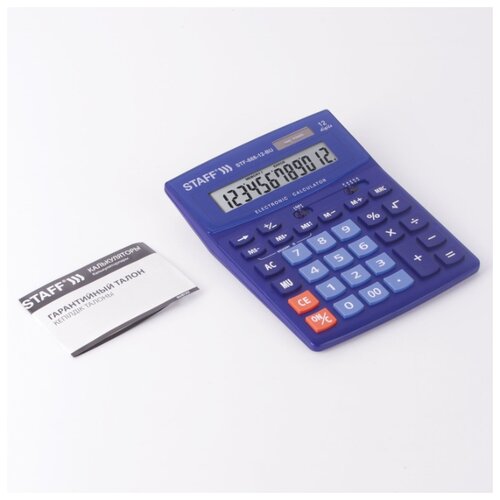 Калькулятор Staff настольный (200*150 мм) 12 разрядов двойное питание синий (250455)