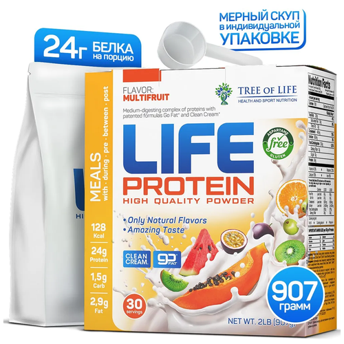 Протеин Tree of Life Life Protein, 907 гр, мультифрукт tree of life протеин сывороточный изолят сывороточного белка protein 908 гр мультифрукт