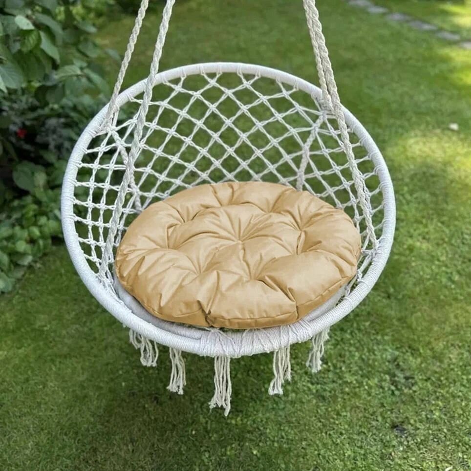 Круглая подушка для садовых качелей Вилли, напольная сидушка 60D, бежевый - фотография № 2