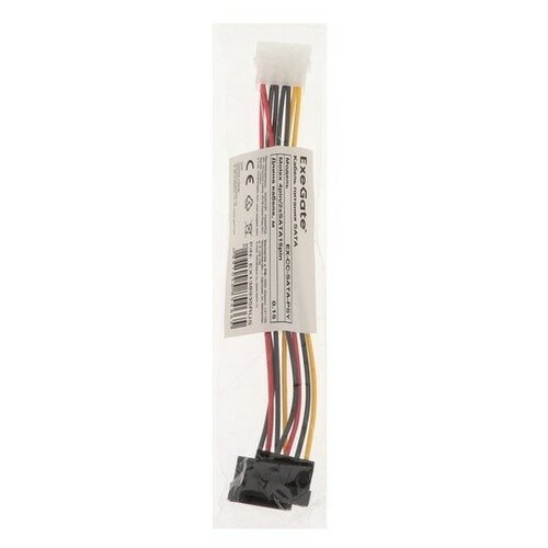 Кабель-переходник питания ExeGate EX-CC-SATA-PSY, Molex(4pin)(m)-2хSATA(15pin)(f), 0.15 м