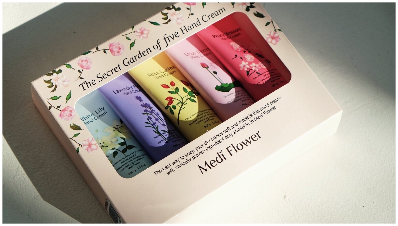 Подарочный набор кремов для рук Цветочный сад Medi Flower 5х50г MediFlowerCosmeticsCo., Ltd. - фото №6