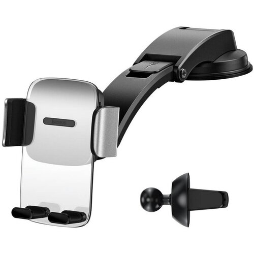 Автомобильный держатель Baseus Easy Control Clamp Car Mount Holder (A Set) For Air Outlets and Center Console Silver (SUYK000012) baseus стабильное гравитационное автомобильное крепление air версия для выпуска воздуха черный