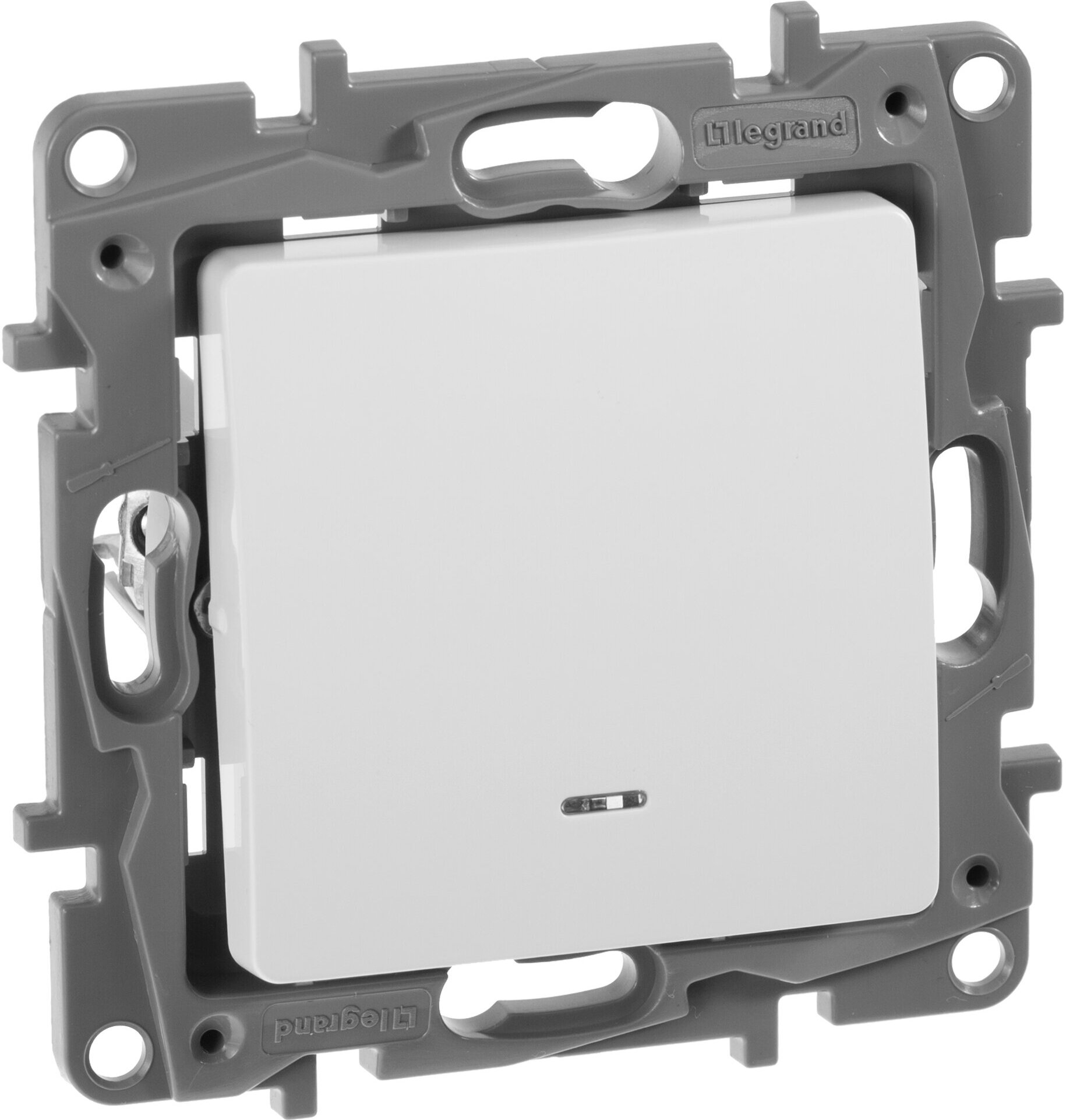 Выключатель 1-клавишный с подсветкой/индикацией 10А безвинтовое крепление белый ETIKA IEK 672203