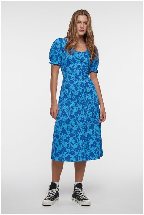 Платье-рубашка Befree, прилегающее, миди, подкладка, размер S, синий
