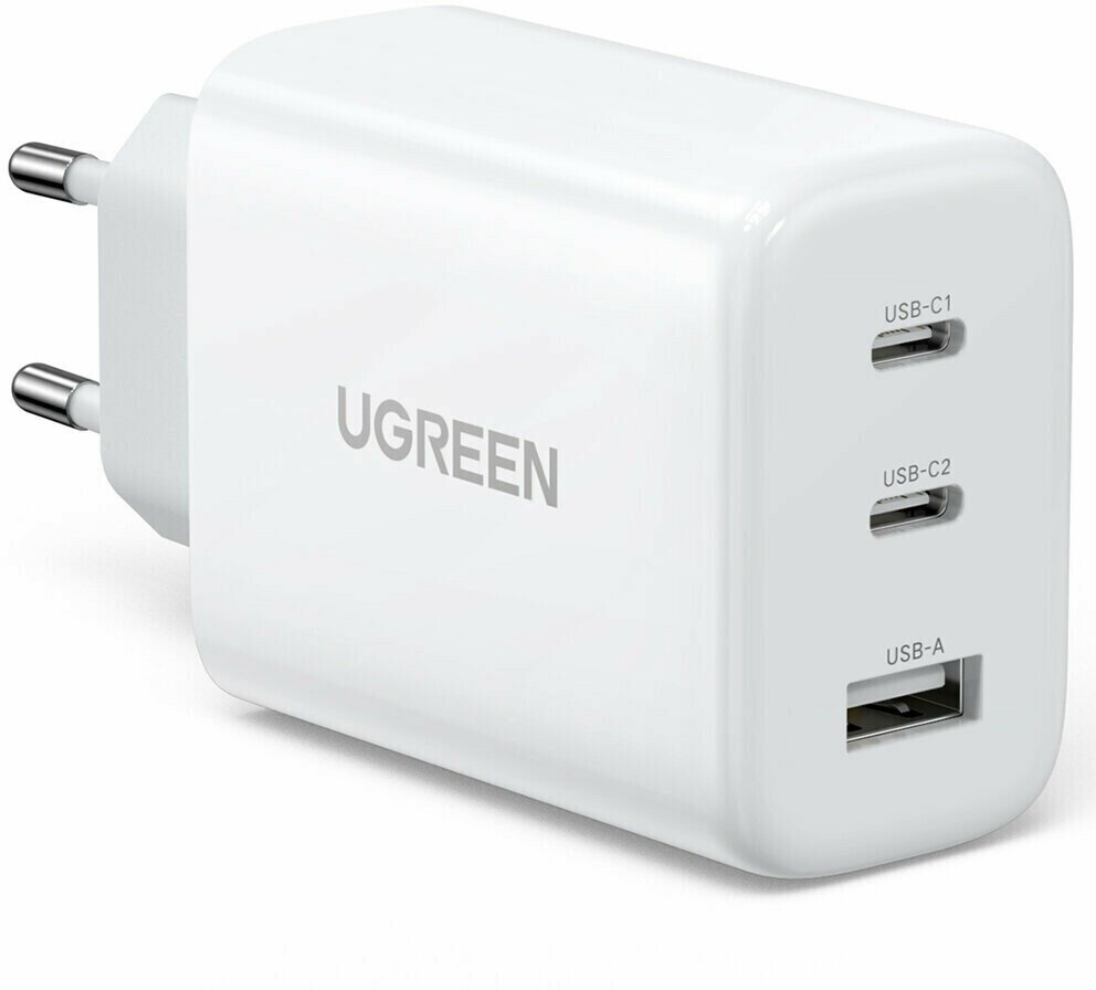 Сетевое зарядное устройство Ugreen USB-A+2USB-C 65W Fast Charger CD275 White (90496)