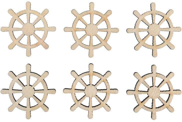 Заготовка для декорирования Mr. Carving ВД-367 Мини-набор фанера d 2.5 см 2.5 х 2.3 х 0.3 см 0.3 см Штурвал (2.5 х 2.5 см) 6 штук