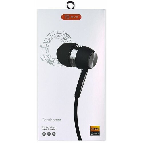 Наушники проводные BYZ SM589A вакуумные с микрофоном 12 метра черный 55200₽