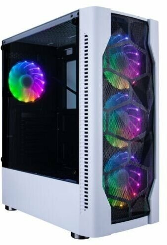 1STPLAYER Корпус DK D4 WHITE / ATX, tempered glass, metal mesh / 4x 120mm LED fans inc. / D4-WH-4G6