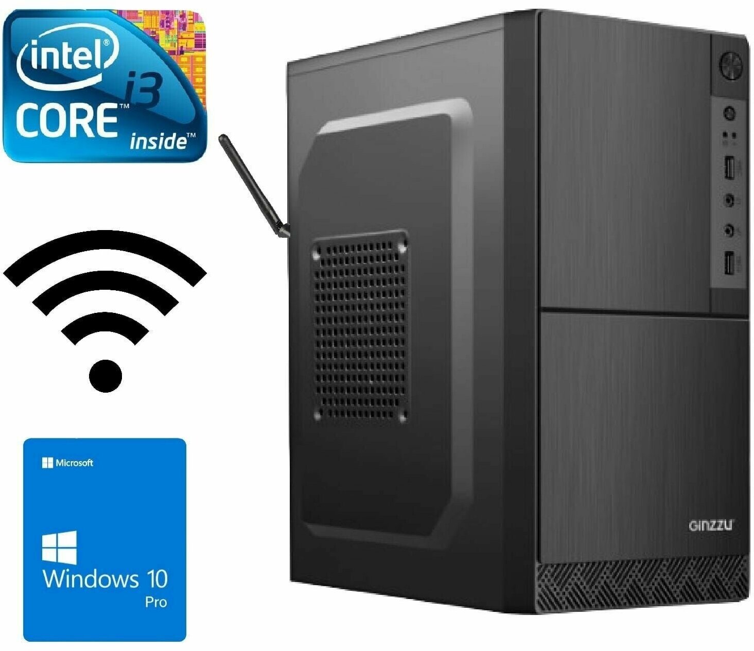 Системный блок Intel core i3-2100 3.1 ГГц RAM 4Gb SSD 120Gb Windows 10Pro Wi-Fi офисный для работы для учебы для дома