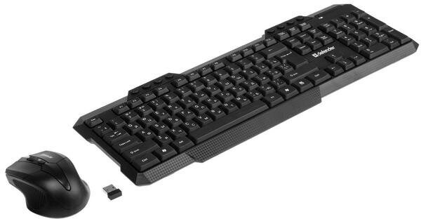 Комплект клавиатура и мышь Defender Jakarta C-805 RU, беспровод, мембран,1600 dpi, USB, чёрный 4991387 .