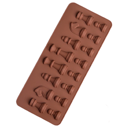 фото Форма для льда и кондитерских украшений "шахматы", 20.6x8.8 см, 16 ячеек, цвет шоколадный доляна
