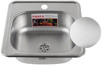 FABIA - Мойка врезная, декор, 38х38 см, толщина 0,6 мм, глубина 160 мм, под маленький сифон, без перелива + гофросифон в комплекте 3806D