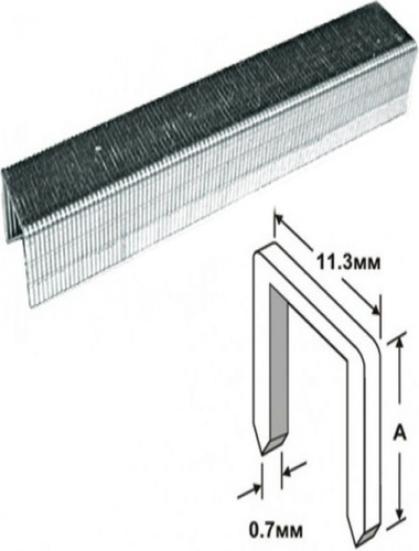 Скобы для степлера закаленные 11.3 мм х 0.7 мм, (узкие тип 53) 8 мм, 1000 шт | код 31362 | FIT ( 1упак )