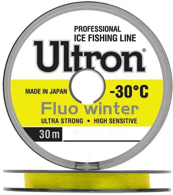 Монофильная леска для рыбалки ULTRON Fluo Winter 0,28 мм, 8,5 кг, 30 м, флуоресцентная, 5 штук
