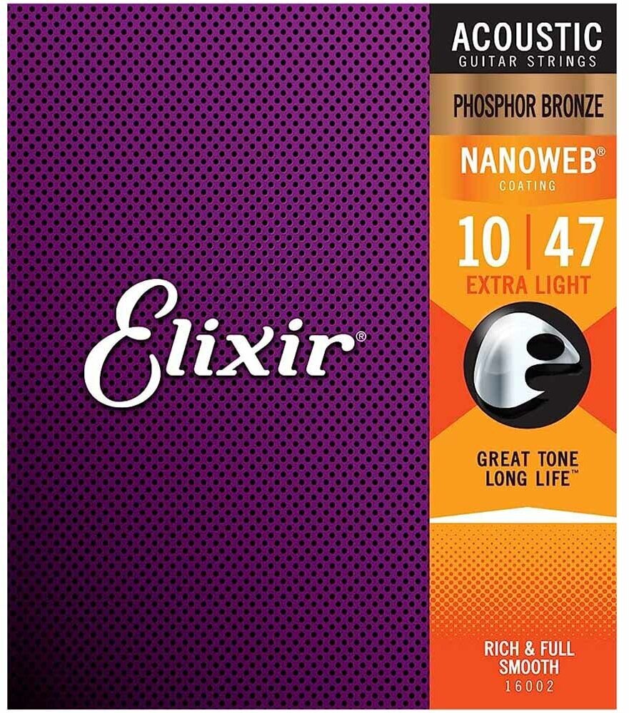 Струны для акустической гитары Elixir Nanoweb 16002 Extra Light (6 шт)