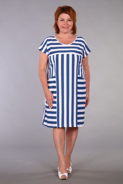 Платье IvCapriz, размер 64, синий, белый