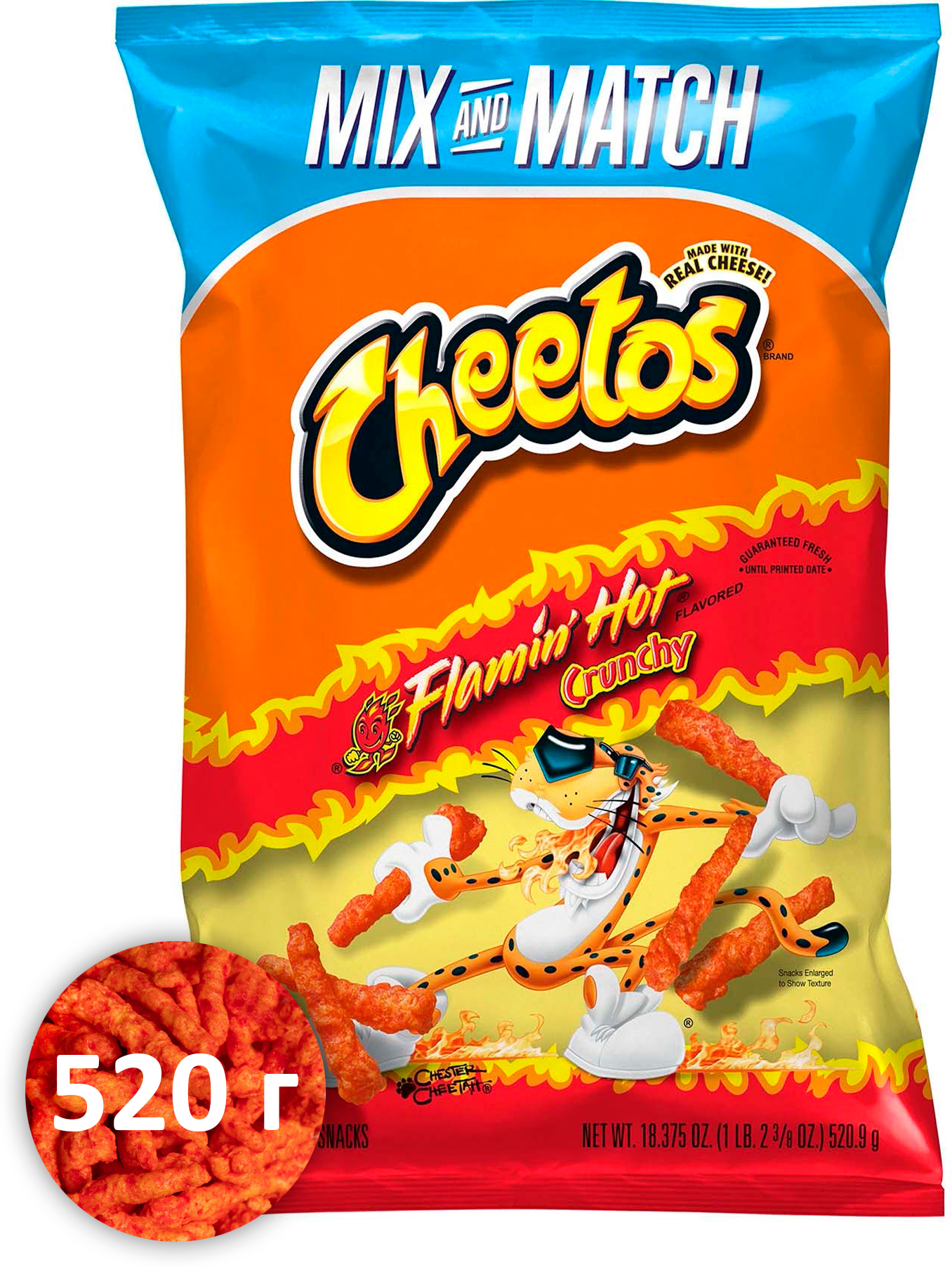 Кукурузные чипсы Cheetos Flamin' Hot Crunchy острые со вкусом сыра 1 шт. 520.9 г США