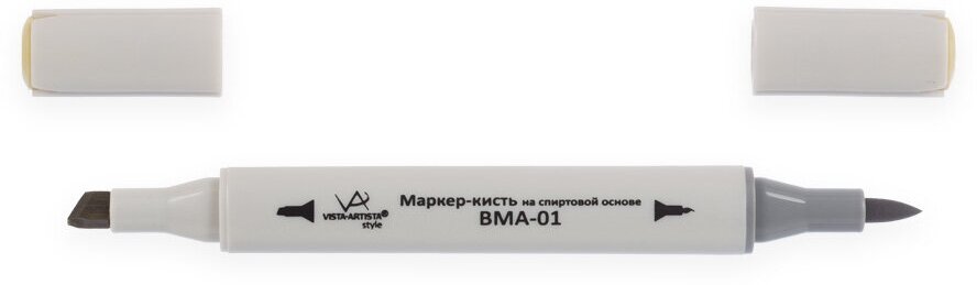 Маркер-кисть "VISTA-ARTISTA" Style на спиртовой основе BMA-01 0.7 мм - 7 мм кисть/перо скошенное J127 т. желто-серый/Dull Yellow