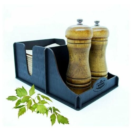 Деревянная салфетница с номерами нумарацией для ресторана с отсеками для соусов специй и меню 857₽