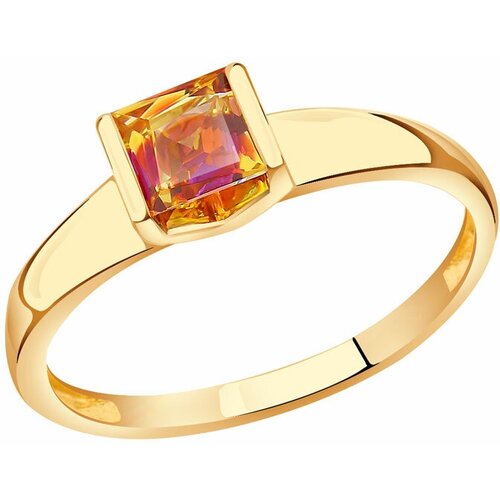 фото Золотое кольцо золотые узоры 06-51-0002-09 с кристаллом swarovski diamant-online