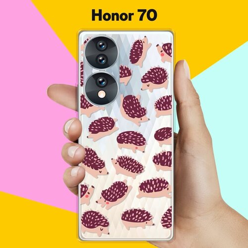 Силиконовый чехол на Honor 70 Узор из ежиков / для Хонор 70 силиконовый чехол на honor 70 узор из такс для хонор 70