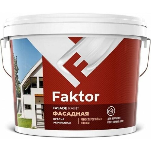 Акриловая краска FAKTOR для фасадов белая, ведро 6 кг шт.