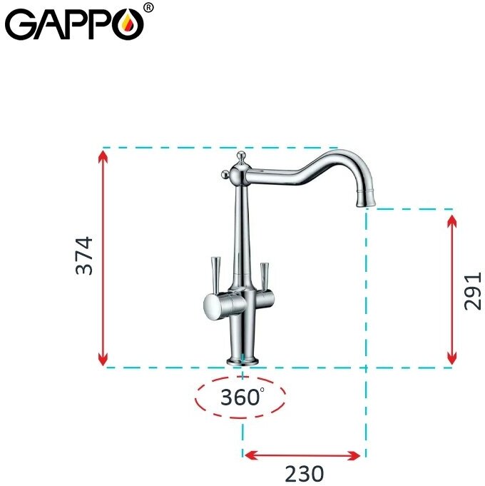 Смеситель Gappo G4398-14 для кухни - фото №3
