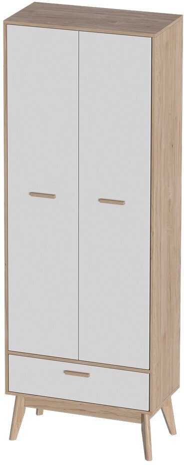 Шкаф 2-дверный SCANDICA Хортен, 80х220х45, цвет бланж/дуб натуральный светлый
