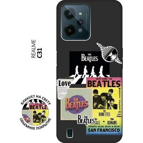 Матовый чехол Beatles Stickers для realme C31 / Рилми С31 с 3D эффектом черный матовый чехол beatles stickers для realme 9 рилми 9 с 3d эффектом черный