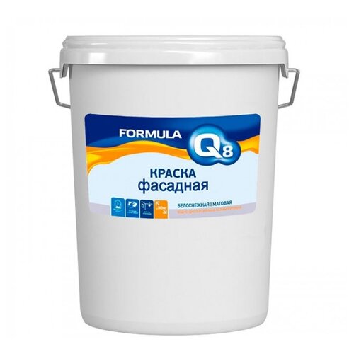 Краска акриловая Formula Q8 Фасадная белоснежная матовая белый 0.18 л 25 кг краска водно дисперсионная master farbe фасадная атмосферостойкая влагостойкая белый 3 кг