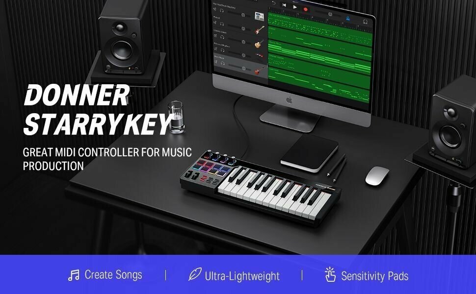 DONNER D-25 Starrykey USB MIDI клавиатура 25 клавиш