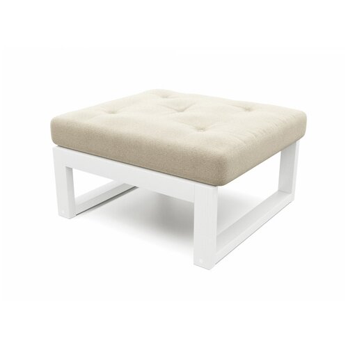 Мягкий пуф Soft Element Асмунд на ножках, в прихожую, пуфик для ног, рогожка, бежево-белый, стиль современный лофт