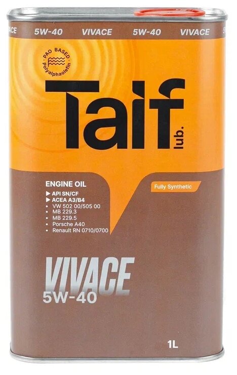 HC-синтетическое моторное масло TAIF VIVACE SN/CF 5W-40