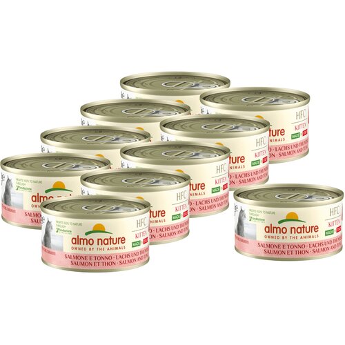 Almo Nature консервы для котят Итальянские рецепты: Лосось и Тунец (HFC - Complete - Made in Italy - Kitten Salmon and Tuna) 0,07 кг. х 10 шт. almo nature полнорационные консервы для котят итальянские рецепты лосось и тунец hfc complete made in italy kitten salmon and tuna 0 07 кг х 6 шт