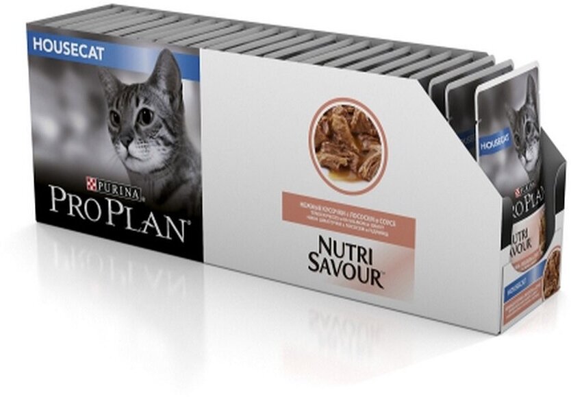 Влажный корм Pro Plan Nutrisavour для взрослых кошек при домашнем содержании, лосось, 85г - фото №13