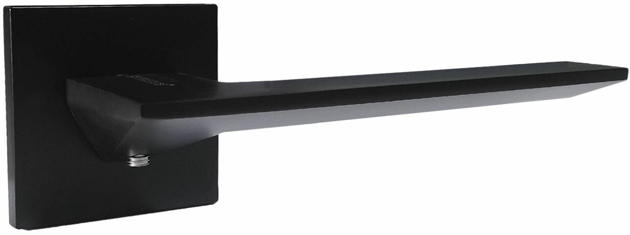 фото Ручка дверная раздельная на квадратной розетке ЦАМ/алюминий, черная матовая