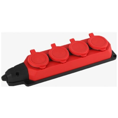 Колодка ОУ 4-ая каучук с/з 16A IP44 красная