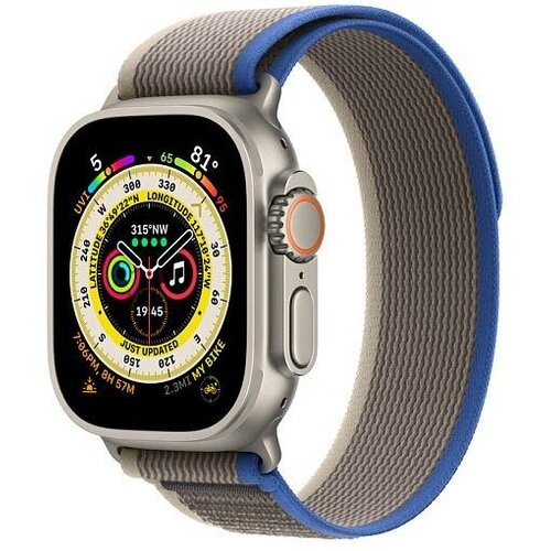 Apple Watch Ultra 49mm Titanium Case with S/M Blue/Gray Trail Loop LL