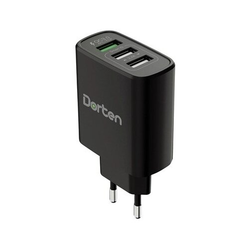 Сетевое ЗУ Dorten 30W QC+2USB черное