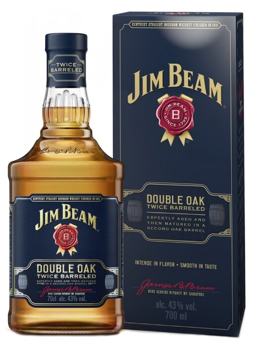 Бурбон Jim Beam Double Oak, 0.7 л, подарочная упаковка