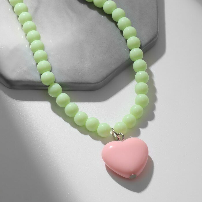 Кулон "Сердце" нежность цвет розово-зелёный 39 см "Queen fair" материал пластик