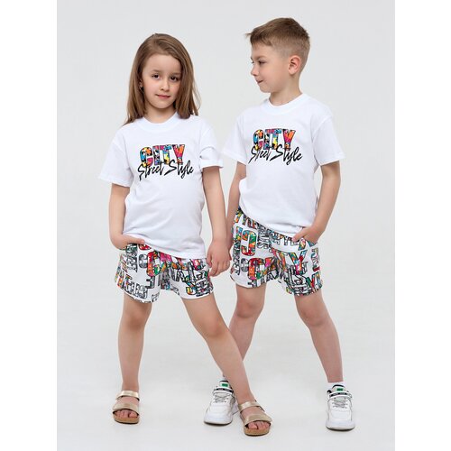 Комплект одежды  Дети в цвете детский, шорты и футболка, повседневный стиль, карманы, размер 30-110, мультиколор