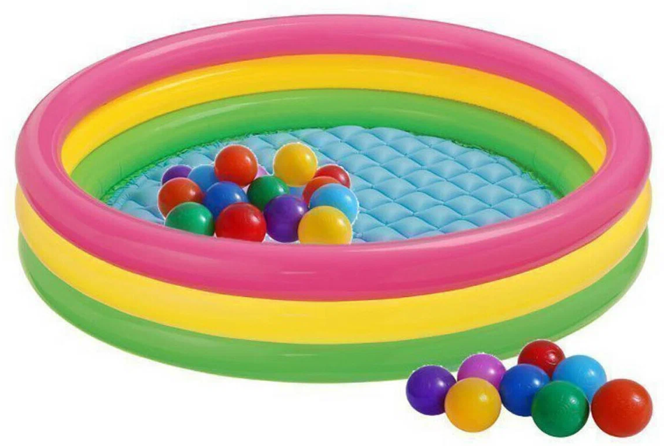 Детский бассейн Intex/круглый бассейн с 114 диаметром/надувной бассейн для детей от 2 лет/разноцветный - фотография № 4