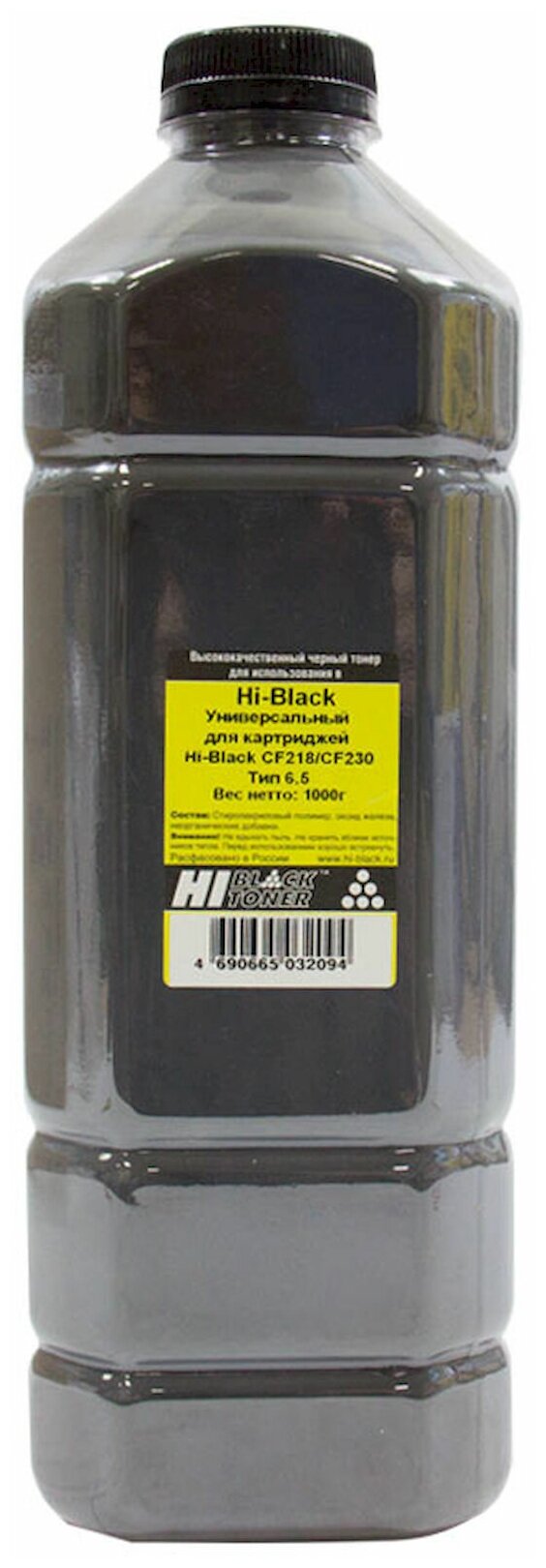 Hi-Black Тонер Универсальный для картриджей Hi-Black Cf218/cf230, Тип 6.5, Bk, 1 кг, канистра