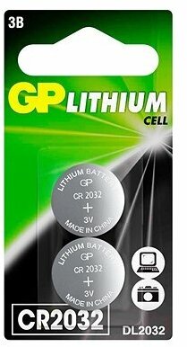 Батарейка литиевая GP дисковая Lithium, 2 шт, в блистере